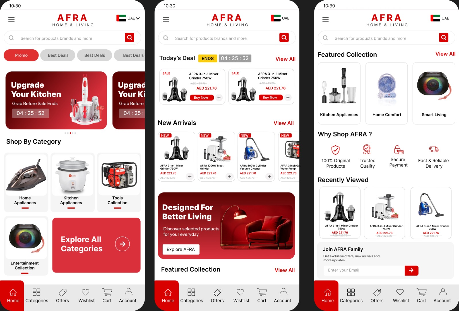 AFRA Mobile UI Designs